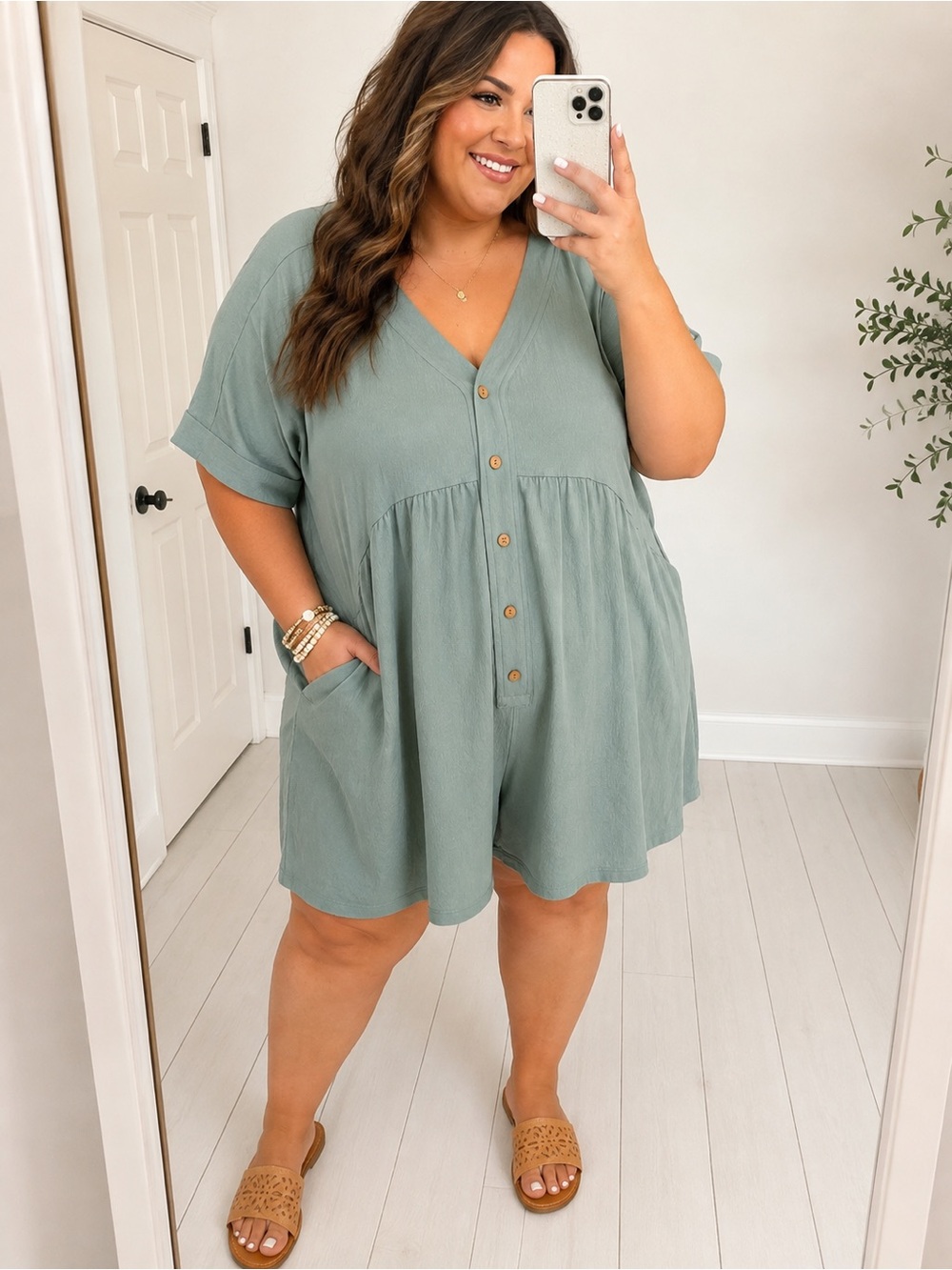 CHIC SOUL Teal Romper Dress Size 3X